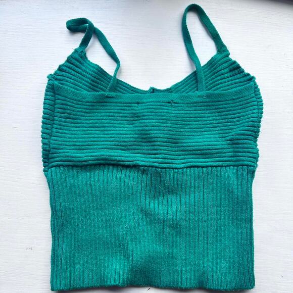 Green so ribbed Women's medium SO brand Crop Top sweater ribbed - Picture 2 of 3